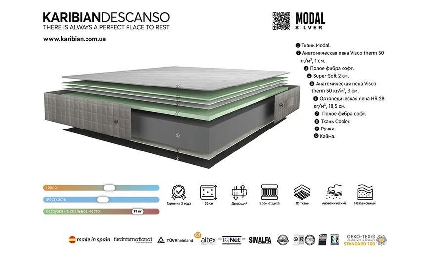 Матрац Modal / Модал 180х200 Сільвер 454860 фото