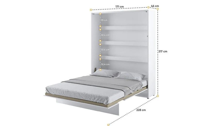 Кровать-трансформер BC-12 белый глянец вертикальная BED CONCEPT LENART 717041 фото