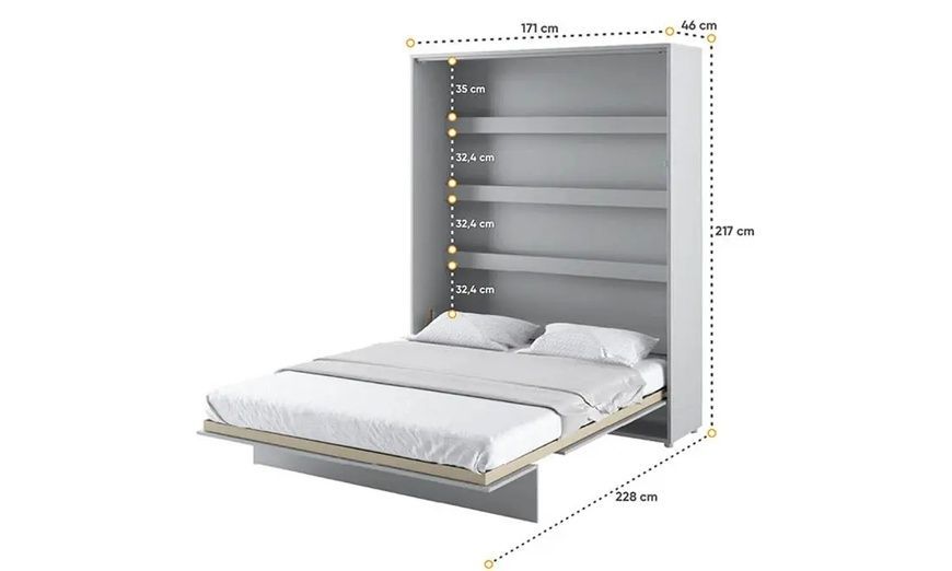 Ліжко-трансформер BC-12 сірий мат вертикальне BED CONCEPT LENART 717050 фото