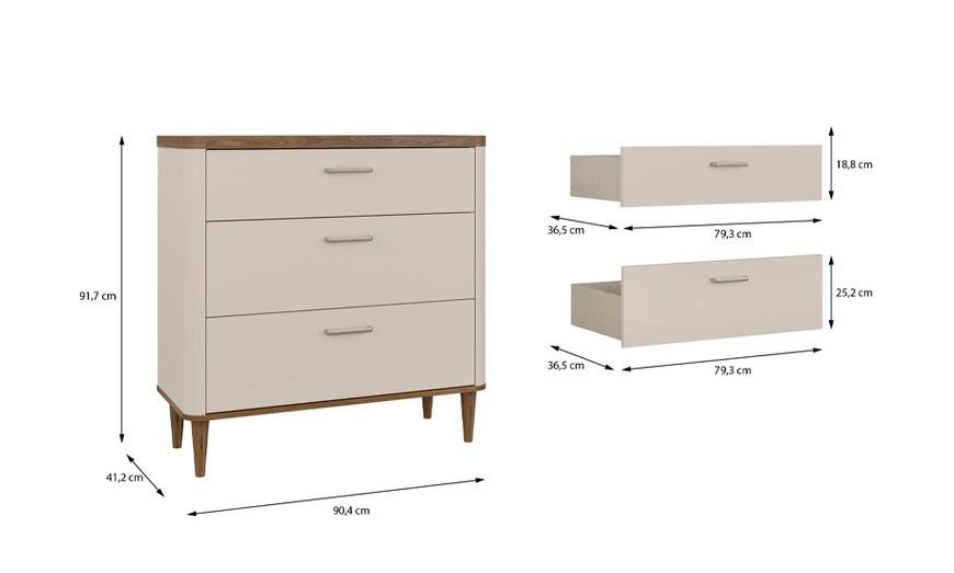 Комод 3ш Lacetti LCTK211 бежевый/дуб валенсия 2147516918 фото